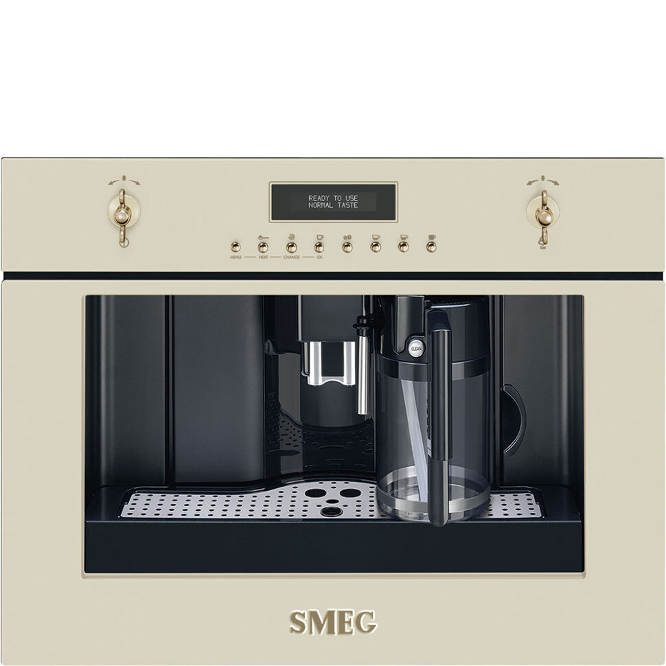 SMEG CMS8451P Автоматическая кофемашина,60 см, высота 45 см, кремовый, фурнитура латунная