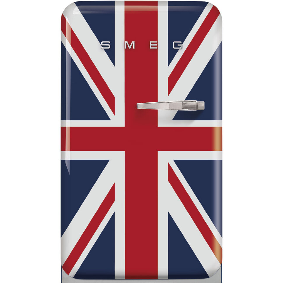 SMEG FAB10LDUJ5 Отдельностоящий однодверный холодильник, стиль 50-х годов, 54,5 см, британский флаг, петли слева