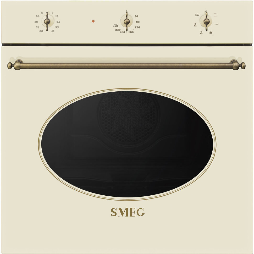 SMEG SF68M3VPOGL Многофункциональный духовой шкаф, 60 см, 6 функций, кремовый , фурнитура латунная
