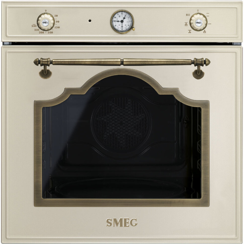 SMEG SF700PO Многофункциональный духовой шкаф,60 см, 6 функций, кремовый, фурнитура латунная.