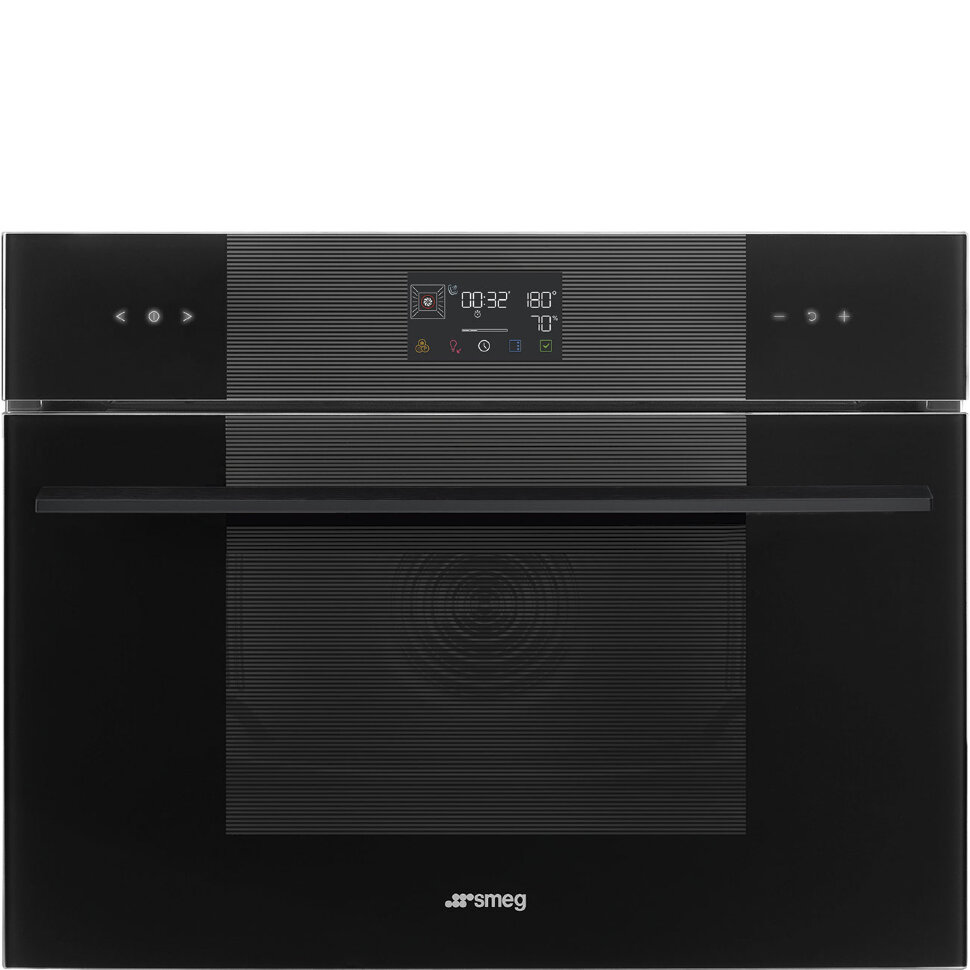 SMEG SO4102S3B3 Компактный многофункциональный духовой шкаф, комбинированный с паром, 60 см, высота 45 см, 12 функций, стекло Deep Black (чёрное)