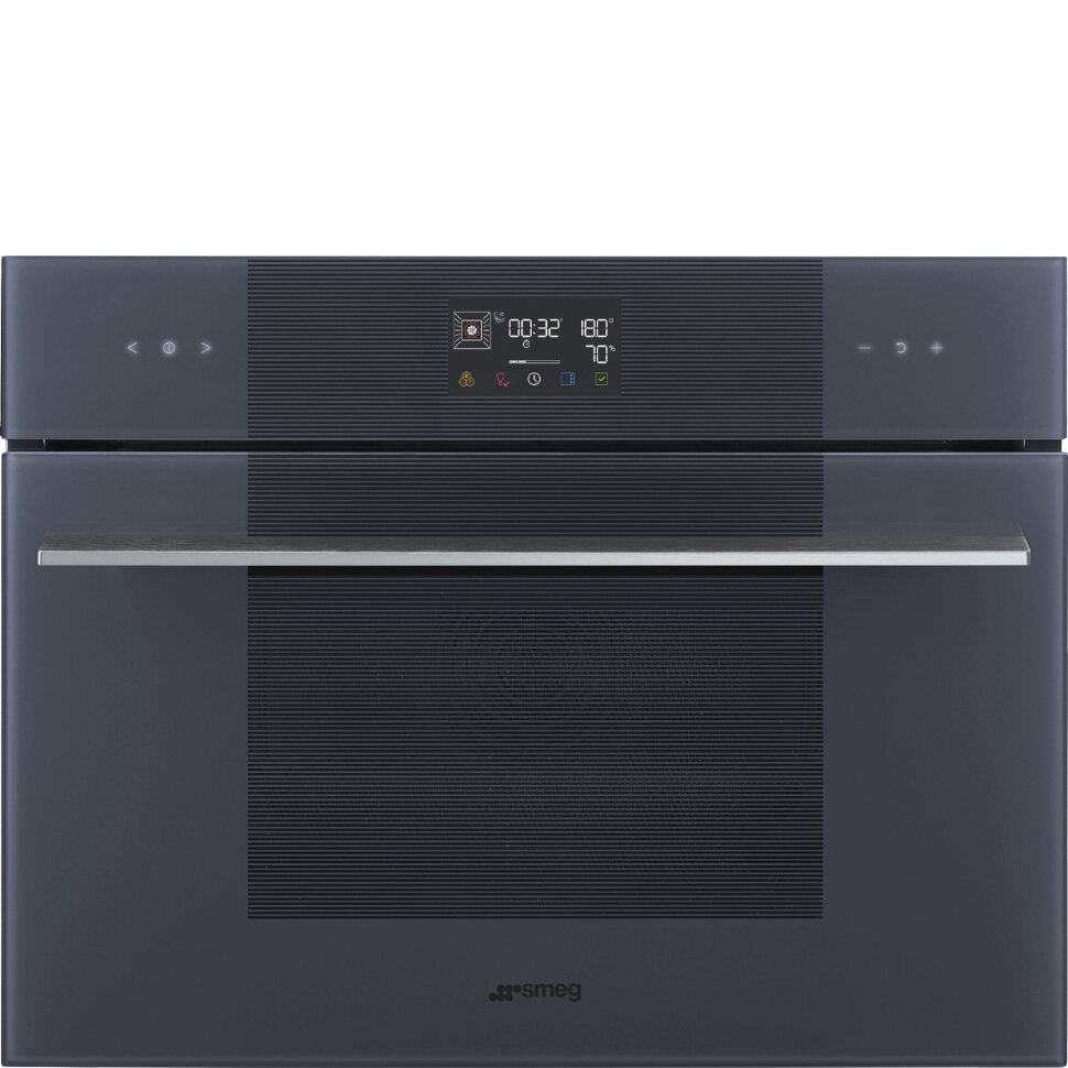 SMEG SO4102S3G Компактный многофункциональный духовой шкаф, комбинированный с паром, 60 см, высота 45 см, 12 функций, стекло Neptune grey