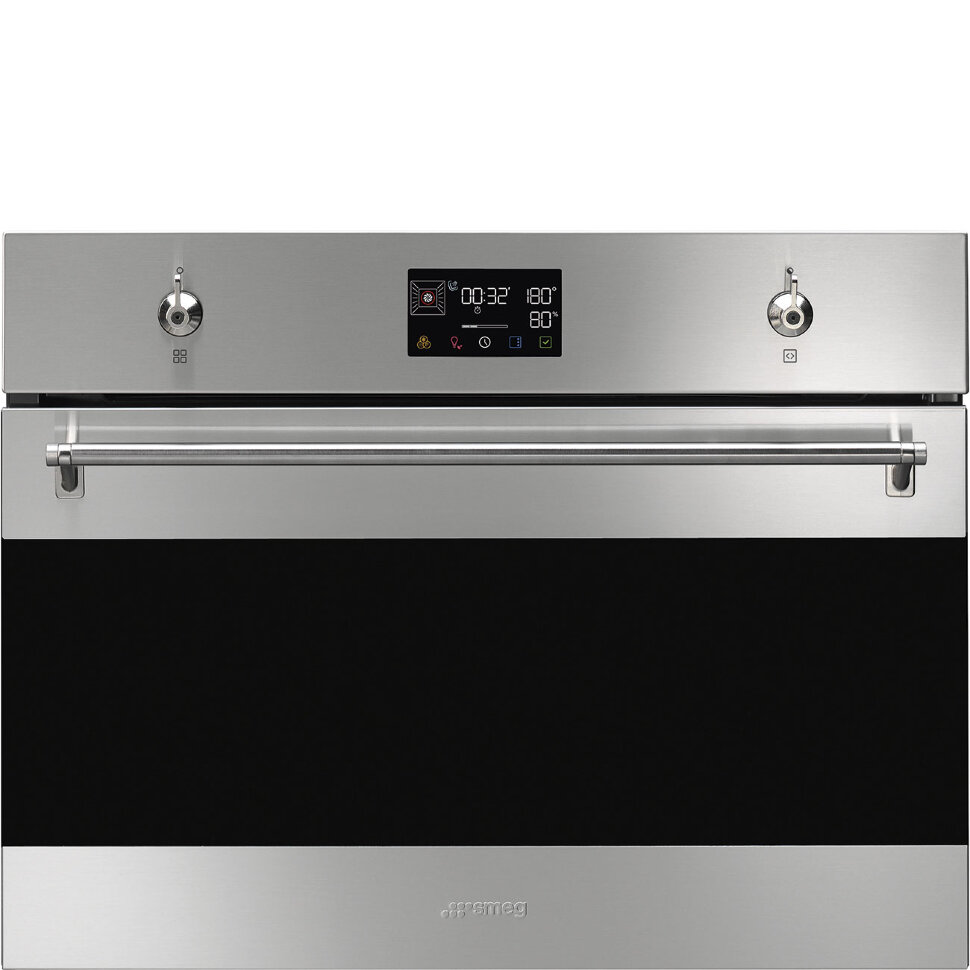 SMEG SO4302S3X Компактный духовой шкаф, комбинированный с пароваркой, 45 см, 12 функций, нержавеющая сталь с обработкой против отпечатков пальцев.