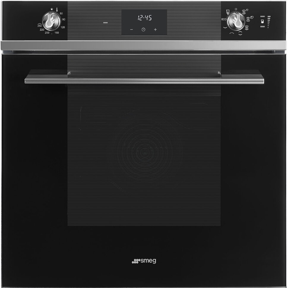 SMEG SO6100S2N Многофункциональный духовой шкаф с пароувлажнением, 60 см, 6 функций, чёрное стекло