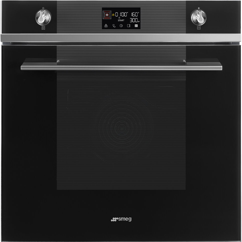 SMEG SO6102M2N Многофункциональный духовой шкаф, комбинированный с микроволновой печью, 60 см, 11 функций, чёрное стекло