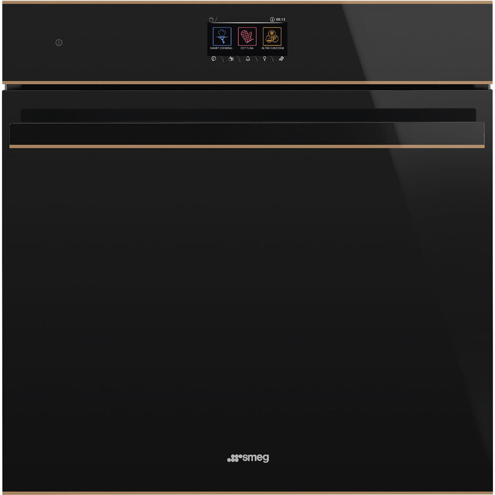 SMEG SO6604S4PNR Многофункциональный духовой шкаф, комбинированный с паром, 60 см, 20 функций, черное стекло Eclipse, медный профиль