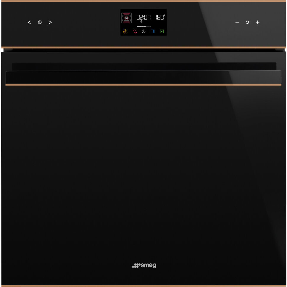 SMEG SOP6602TNR Многофункциональный духовой шкаф с пиролизом, 60 см, 10 функций, черное стекло Eclipse, медный профиль